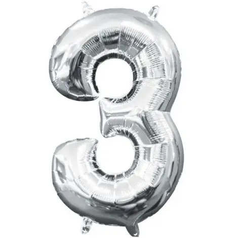 Balon folie argintiu cifra 3
