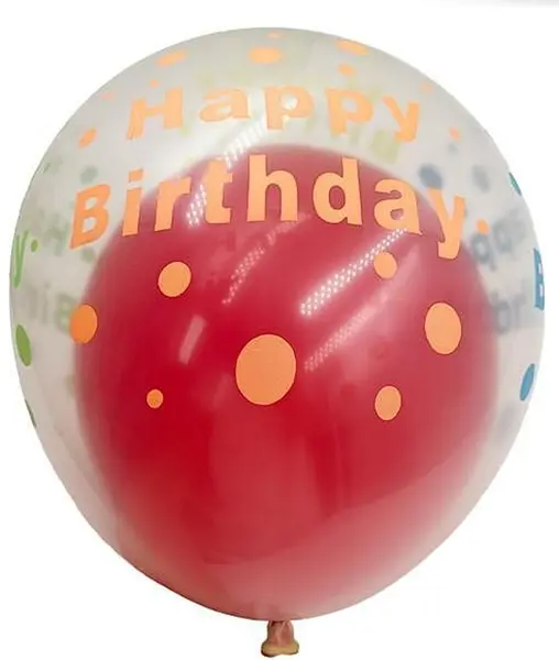 Balon în balon PartyGo - Happy Birthday, 3 buc