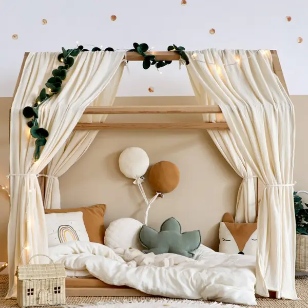 Balon Textil Muselina Golden Dots Handmade, Little Amy, Crem