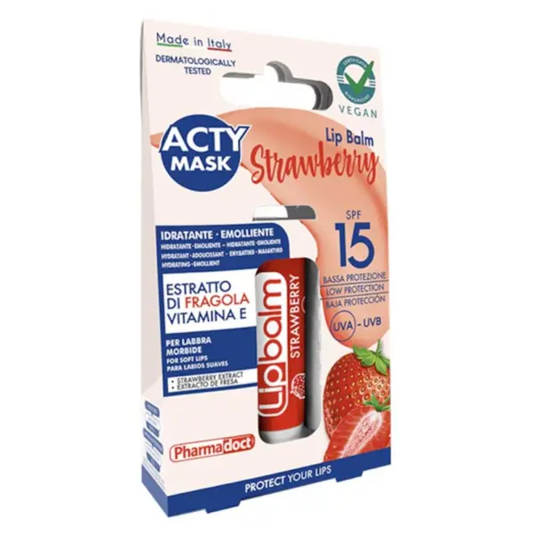 Balsam de Buze cu Aroma de Capsuni si Extracte Vegetale, SPF 15, Acty Mask