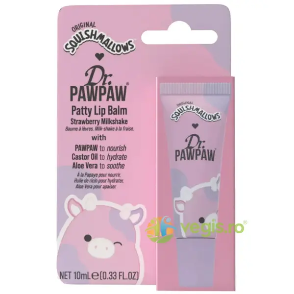 Balsam de Buze cu Extract de Papaya, UIei de Ricin si Aloe Vera cu Aroma de Milkshake de Capsuni 10ml