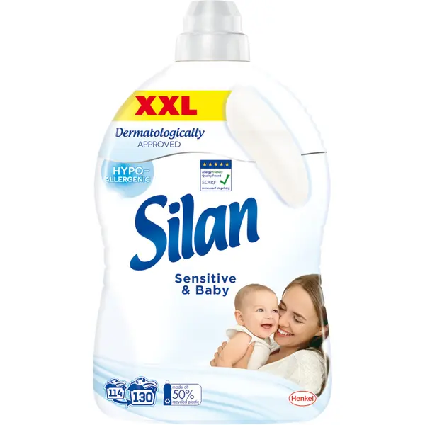 Balsam de rufe Silan Sensitive & Baby, 130 spalari, 2.86 l