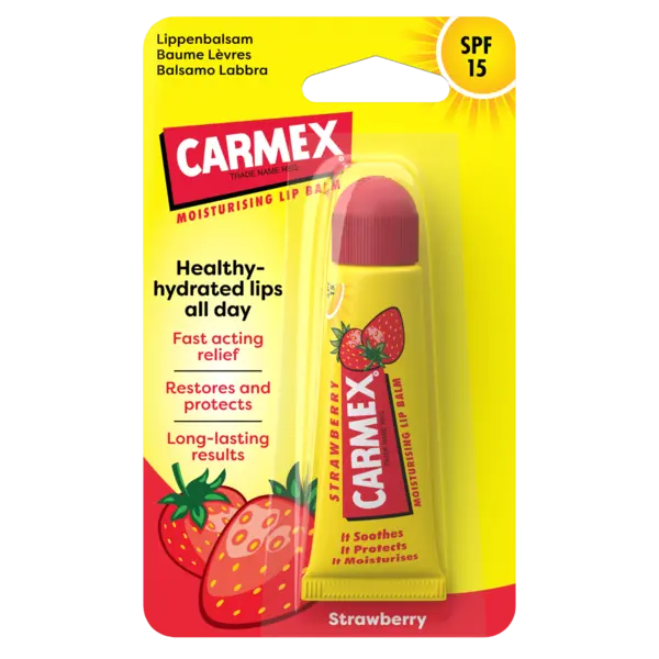 Balsam pentru buze cu SPF15 si aroma de capsuni, 10g, Carmex