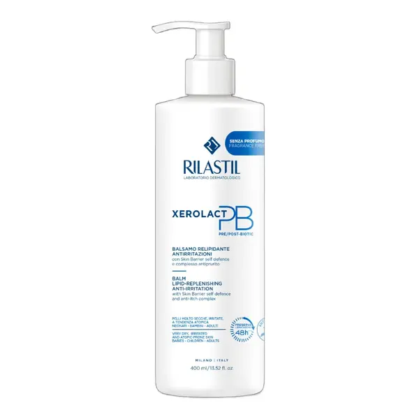 Balsam pre/postbiotic antiiritaţii și refacere a lipidelor, Xerolact PB, 400ml, Rilastil