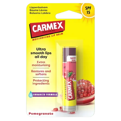 Balsam reparator pentru buze uscate si crapate cu aroma de rodie SPF 15, Carmex | 4.25 g