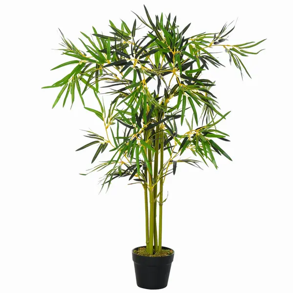 Bambus Artificial in Ghiveci Outsunny, Verde, Inaltime 120cm, Verde | Aosom Romania