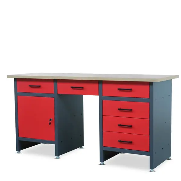 Banc de lucru, blat de lucru FRANK, 1700 x 850 x 600 mm, rosu-antracit Banc de lucru, blat de lucru FRANK, 1700 x 850 x 600 mm, roșu-antracit