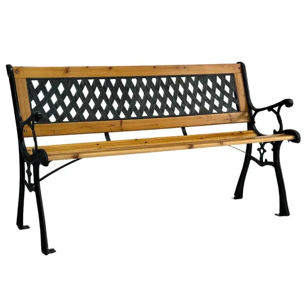 Bancă grădină SOLE lemn/oțel/PVC - 125x52x74 cm - Default Title
