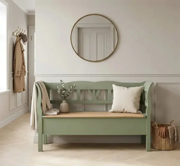 Banca mare, blat stejar cu finisaj Muted Olive / Golden Brown