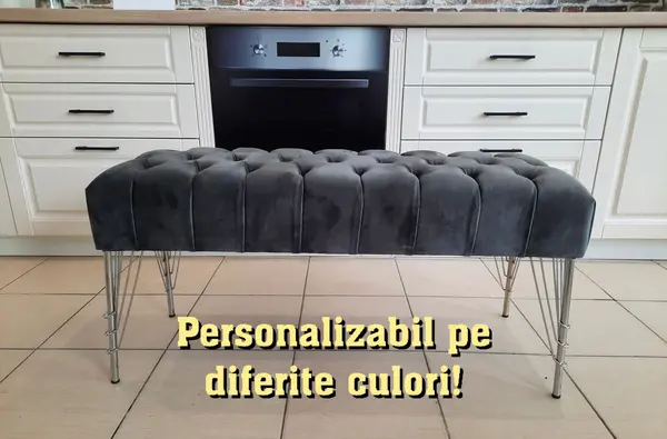 BANCA TASTY 1 TAPITATA CU PICIOARE CROMATE DIN METAL