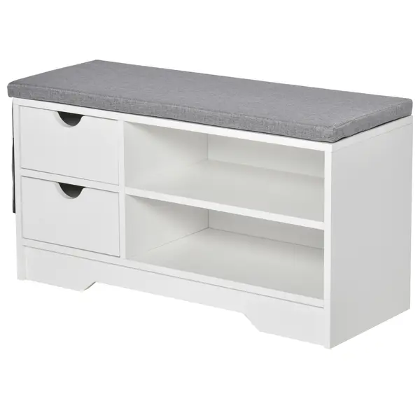 Banchetă Pantofar Compactă HOMCOM, Bancă Depozitare din Lemn pentru 4 Perechi Pantofi, Design Modern, Alb | Aosom Romania