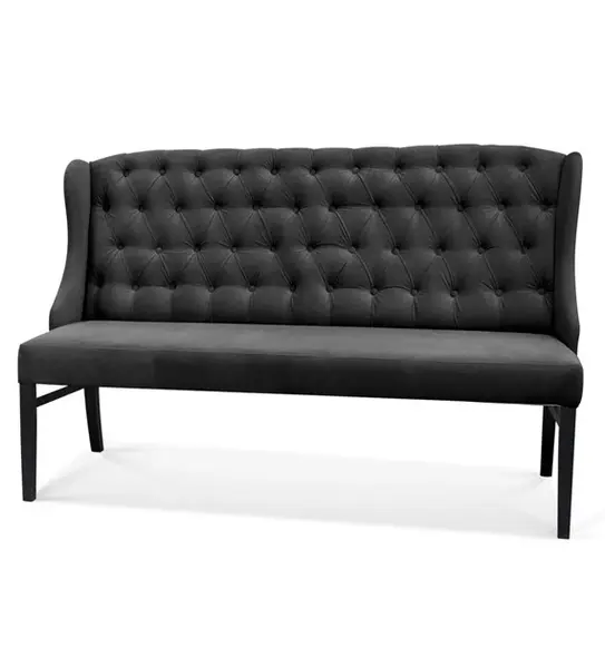 Bancuta tapitata Royal Chesterfield negru – H98 cm