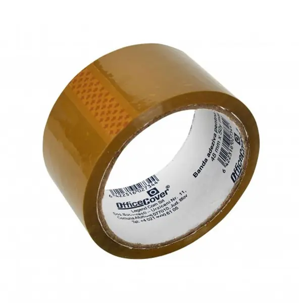 Banda adeziva Office Cover pentru ambalare, 48 mm x 50 yarzi, maro, acrilica