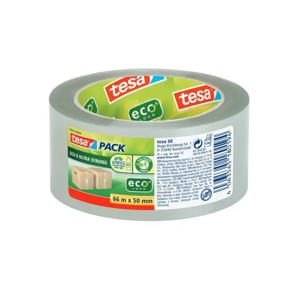 Banda adeziva transparenta plastic reciclat 50 mm x 66 m Banda adeziva transparenta plastic reciclat 50 mm x 66 m