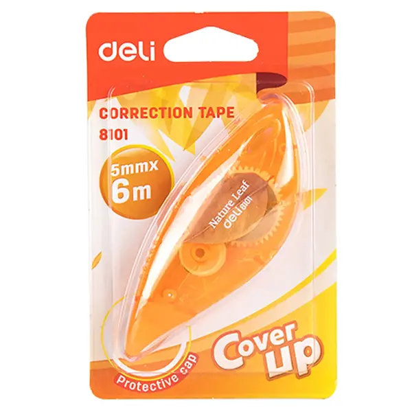 Banda corectoare Deli cover up 5 mm x 6 m cu capac de protectie Banda corectoare Deli cover up 5 mm x 6 m cu capac de protectie