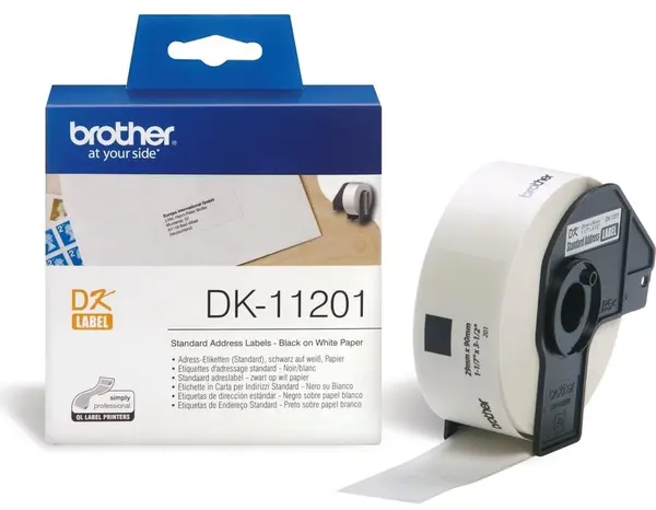 Bandă de etichetare Brother - DK-11201, 29x90mm, negru/alb