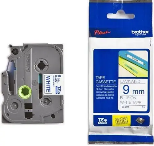 Banda laminata Brother TZE223, 8mm/8m (Albastru/transparent)