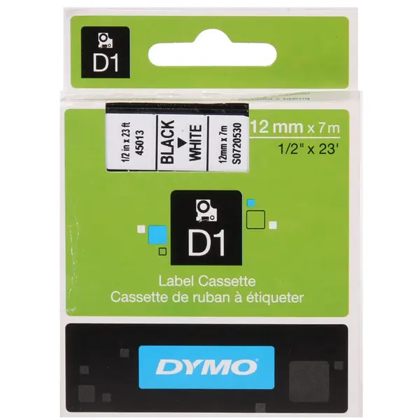Banda laminata Dymo D1 12mm x 7m Banda laminata Dymo D1 12mm x 7m Negru/Alb