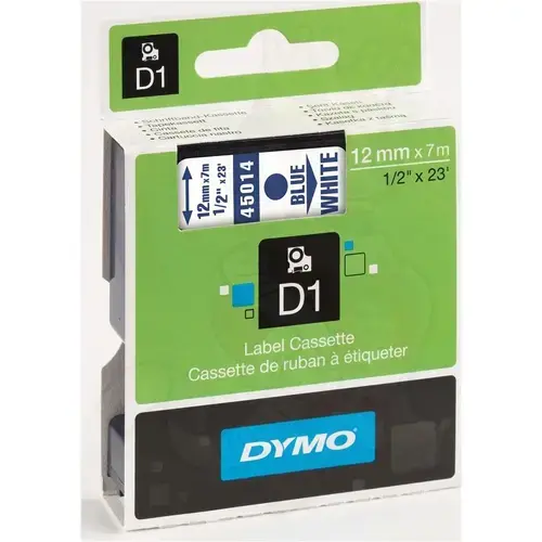 Banda laminata Dymo D1 DY45014, 12mm, Albastru/Alb