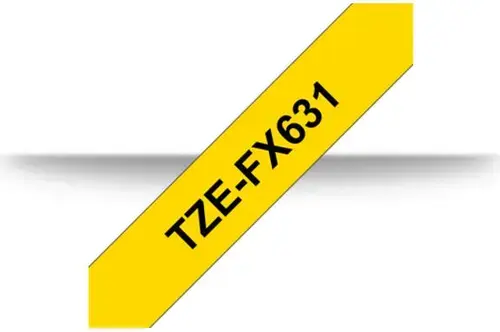 Banda laminata flexibila Brother TZe-FX631, 12mm/8m, Negru/Galben