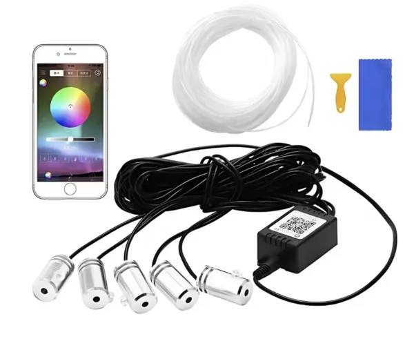 Banda LED auto design interactiv 6 m RGB impermeabil 12V 5W raza control 12 m control din aplicatie