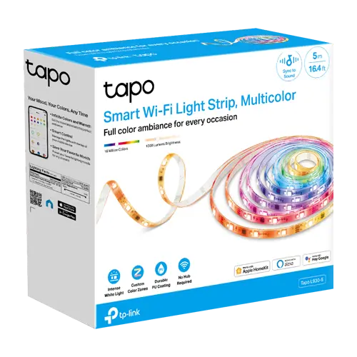 Bandă LED inteligentă RGBW 5 m, Wi-Fi 2.4GHz, 50 de zone independente, TP-Link Tapo L930-5
