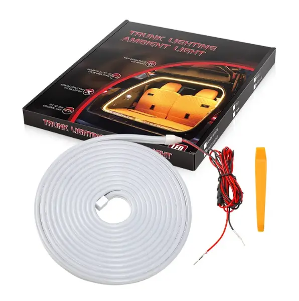 Banda LED Portbagaj Auto BZRSH, 4M, Alb Rece 6000K, Pornire Automata, Instalare Sub Cheder (Fara Adeziv)