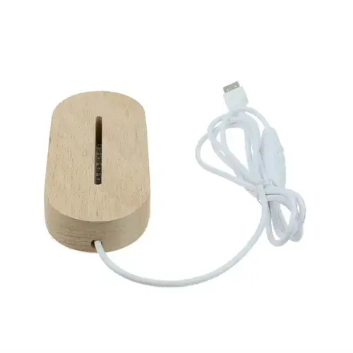 Banda led RGB, lemn masiv, forma ovala, pentru acrilic, 8 culori, jocuri de lumini, alimentare USB, intrerupator pe fir