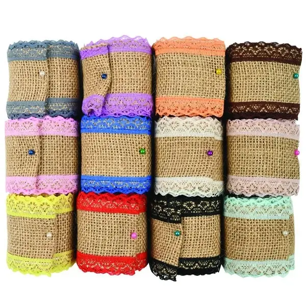 Banda panza-iuta margine colorata, 4cmx2m,10 bucati set
