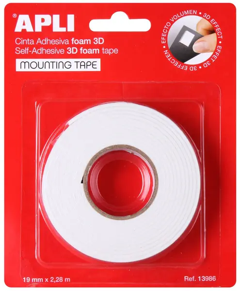 Banda spuma adeziva cu doua fete APLI - 19 mm (2,28 m)