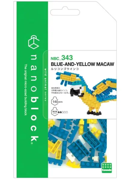 Bandai Nanoblock Animal Perroquet Bleu Et Jaune Building Block (nbc343)