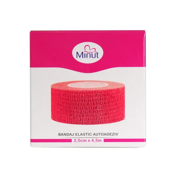Bandaj elastic autoadeziv Minut rosu 2.5 cm x 4.5 m