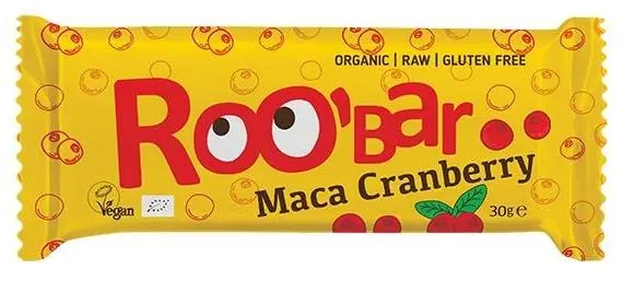 Bar bio raw, maca și afine, 30 g, Roobar