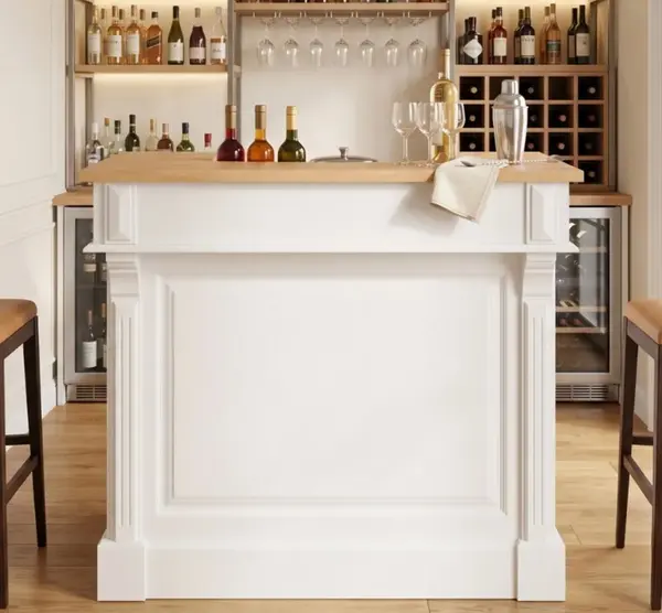 Bar cu suport pentru sticle de vin, blat stejar cu finisaj Vopsit