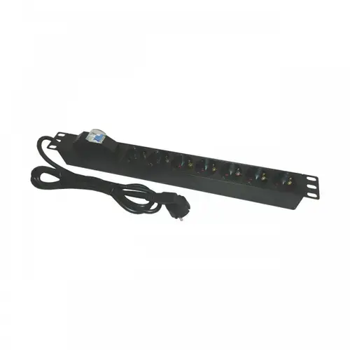 Bara alimentare aluminiu / PDU EMTEX PDU7CB, 19 inch, 7 prize schuko + siguranta automata, 16A, 3500W, 3x1.5, 2m