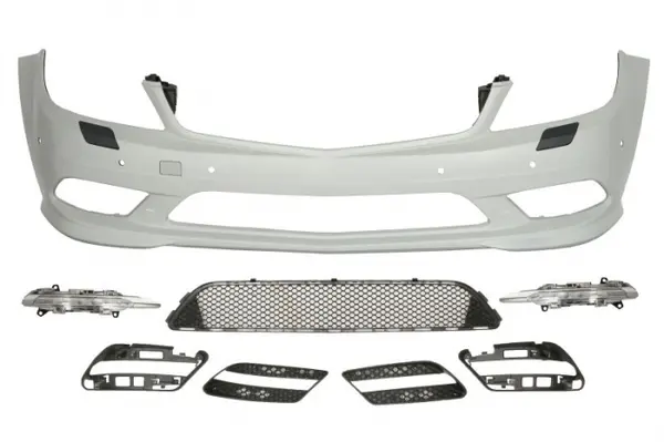 Bara (Fata, cu lumini LED de zi, AMG, cu grilaje, cu orificii pentru spalator de faruri, cu orificii senzori parcare, grunduit) potrivit MERCEDES C (C204) 03.11-12.13