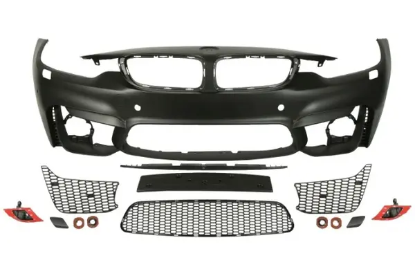 Bara Fata, pachet M, complet, cu orificii proiector ceata, cu gauri pentru senzorii de parcare, grund potrivit BMW 4 F32, F82, 4 F33, F83, 4 GRAN COUPE F36 07.13-02.17