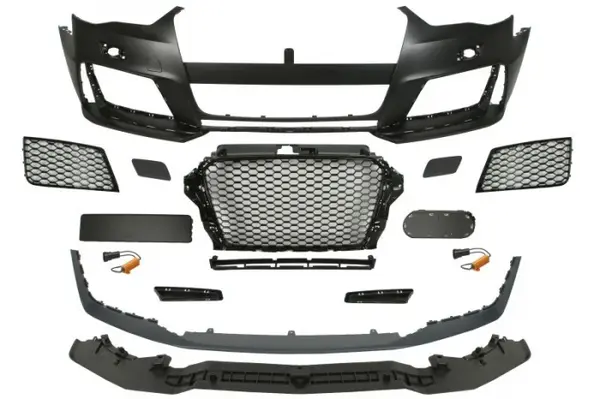 Bara fata tip RS, cu grile, cu locas spalator de faruri, negru lucios grunduit potrivit AUDI A3 Hatchback 2012-2016