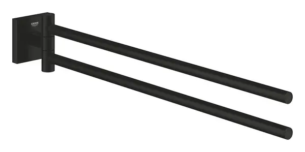 Bara prosop Grohe, Start Cube Double Towel Bar, bara dubla, montare pe perete, 440mm, pivotante, negru