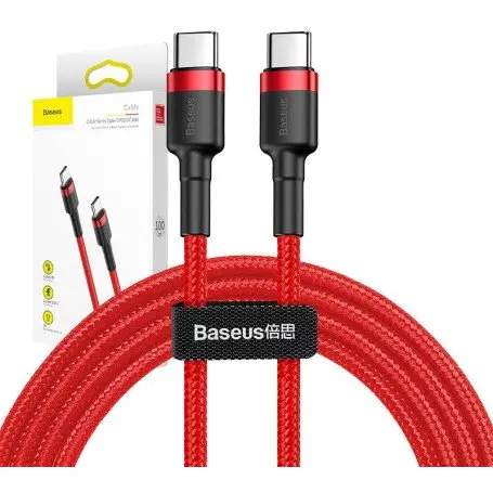 BASEUS 74310 - Cablu de date/incarcare rapida, Fast Charge, PD 2.0, Baseus cafule, Type-C - Type-C, 60W, 1m, rosu