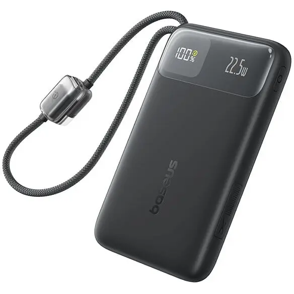 BASEUS Acumulator extern Baseus EnerFill FC11 10.000 mAh, 22.5W, USB-C, USB-A, cablu detasabil, Negru