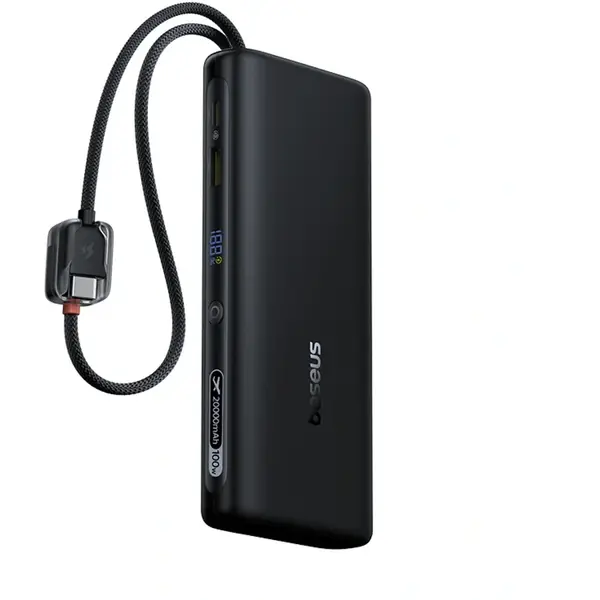 BASEUS Acumulator extern Baseus EnerFill FC41 20.000 mAh, 100W, Digital Display, cablu USB-C inclus, Negru