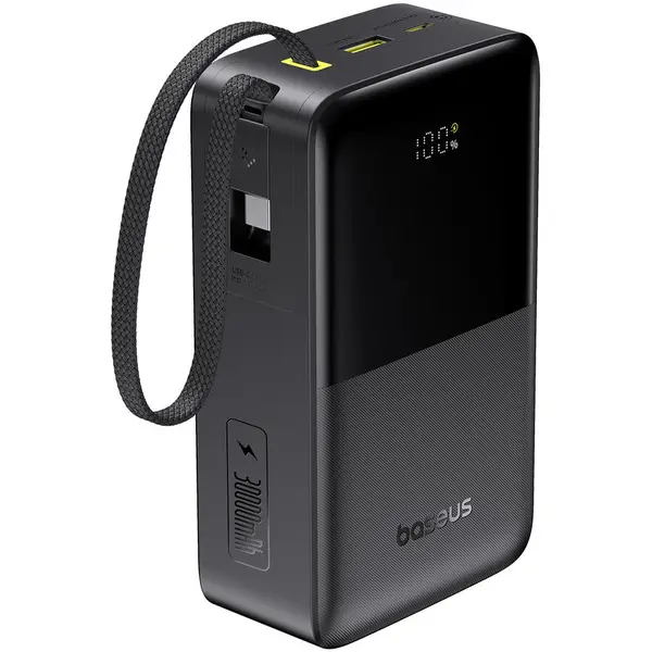 BASEUS Acumulator extern Baseus EnerFill FC51 Bipow 2 Pro 30.000 mAh, 22.5W, USB-C, USB-A, cablu USB-C incorporat, Negru