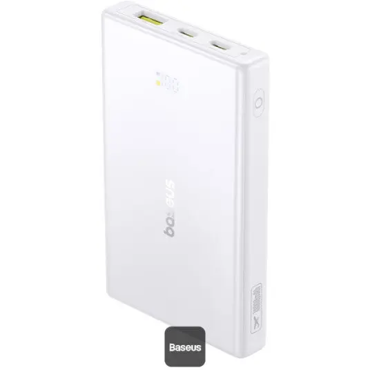 BASEUS Acumulator extern Baseus PicoGo 10.000 mAh, 20W, Digital Display, 2x USB-C, 1x USB-A, Alb
