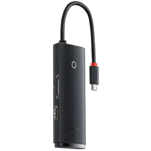 BASEUS Adaptor Baseus WKQX050001 6-in-1, 2 x USB 3.0, USBC, HDMI, SD, MicroSD, Negru