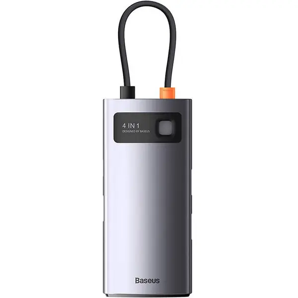 BASEUS Adaptor Hub 4in1 Baseus Metal Gleam Series, USB-C to 3x USB 3.0 + Ethernet RJ45, Gri
