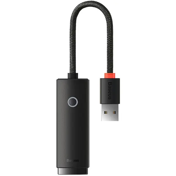 BASEUS ADAPTOR RETEA Baseus Lite, USB 2.0 to RJ-45 10/100 Mbps Adapter, LED, negru WKQX000001