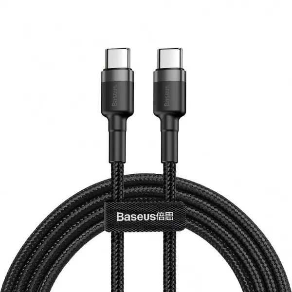 BASEUS Baseus Cafule USB-C do USB-C PCablu de date Baseus Cafule PD 2.0 60W, USB-C la USB-C, 2 metri, 20V, 3A Gri + NegruD 2.0, QC 3.0, 60W, 2m (czarno-szary)