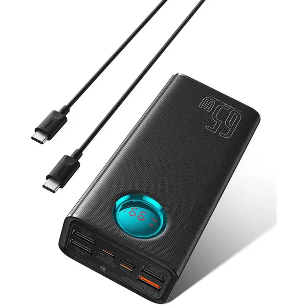 BASEUS Baterie externa Baseus Ambilight P10022402113-00, 26800mAh, PD 3.0 65W, 4 x USB; 2 x USB Type-C, digital display pt. status baterie, total 3A, Negru