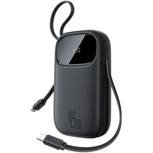 BASEUS Baterie externa Baseus EnerFill FC31 20.000 mAh, 45W, cabluri duale USB-C retractabile, Negru